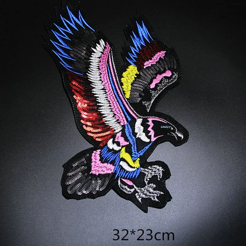 1pc Large Eagle Sequin Embroidered Patches For Clothing Sew On Applique