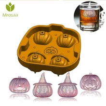 4 сетки 3D Тыква Голова силиконовая форма льда Куб Форма Хэллоуин вино Лед Куб лоток производитель форма для самостоятельного приготовления шоколада принадлежности для барной вечеринки