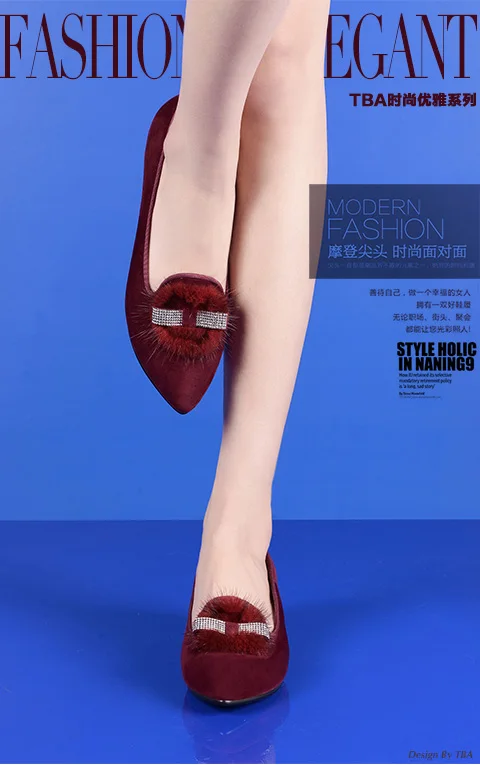 

TBA 850# Soft Sheepskin Women's Pumps False Diamond Delicated Design Female Medium Heel Walking Shoes Spring Autumn Footwear