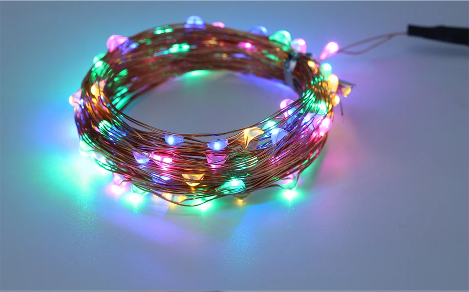 USB светодиодный RGB световая гирлянда медный провод светодиодный Феи сказочные огни 10 м 100 светодиодный S Праздничная Вечеринка рождественские украшения для дома