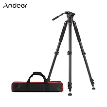 Andoer Профессиональный штатив-Трипод штатив для видеокамеры сверхмощный с жидкостной головкой, БЫСТРОРАЗЪЕМНАЯ пластина 15 кг Полезная нагрузка с сумкой для переноски