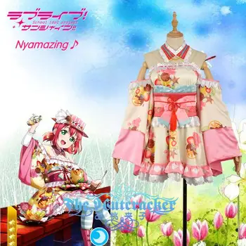 

[Customize] Anime Love live Sunshine!! Aqours Kurosawa Ruby Occupation Awaken Kimono Dress Summer Cosplay costume New free ship
