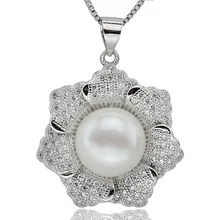 SNH в форме цветка 925 Стерлинговое Серебро, настоящее Настоящее ожерелье из пресноводного жемчуга дизайн для женщин ожерелье подарок