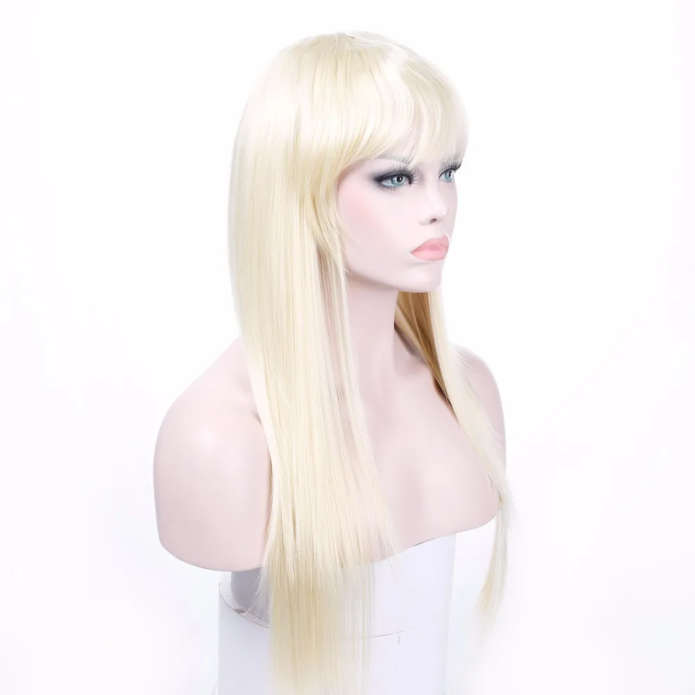 WTB Long Cospaly Blonde Straight Wig with Flat Bangs Wigs ...