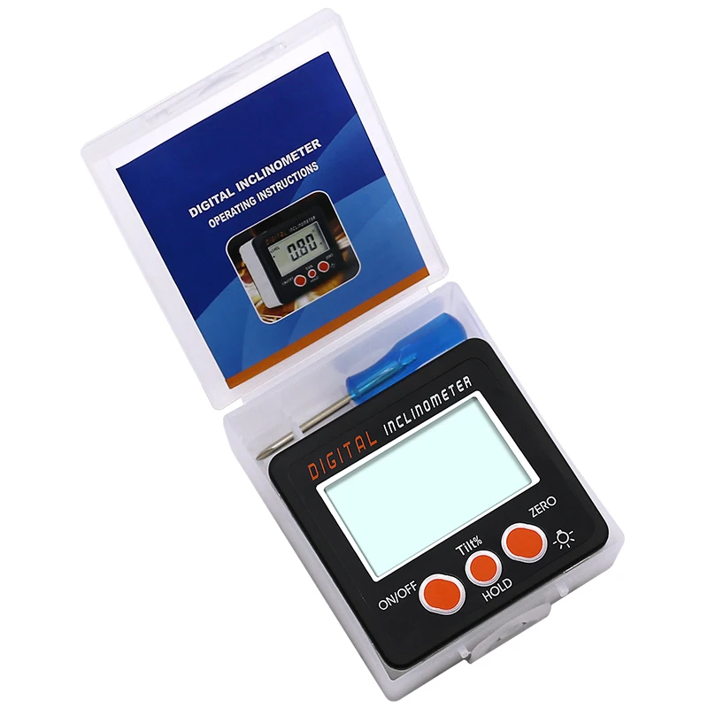 Electronic Protractor Digital Inclinometer 0-360 Aluminum Alloy Digital Bevel Box Angle Gauge Meter Magnets Base Measuring tool 6