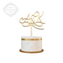 Персональная помолвка деревянный для торта Топпер лазер из инициалов торт Топпер для юбилея, на заказ Свадебная монограмма торт Топпер