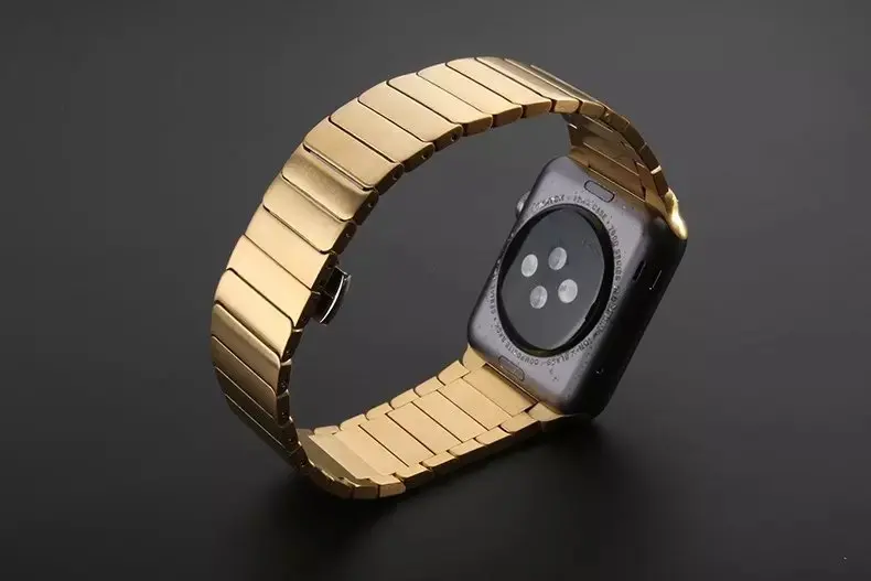 Одноцветное Нержавеющая сталь iWatch Band Ссылка Браслет ремешок для Apple Watch Series 4/3/2/1 ссылка браслет ремешок с Бабочка застежка мужчины