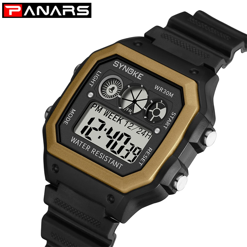 

PANARS Men's Watch Rectangular Watch Men Waterproof Sports Student watch Watches Digital Led reloj hombre digital deportivo