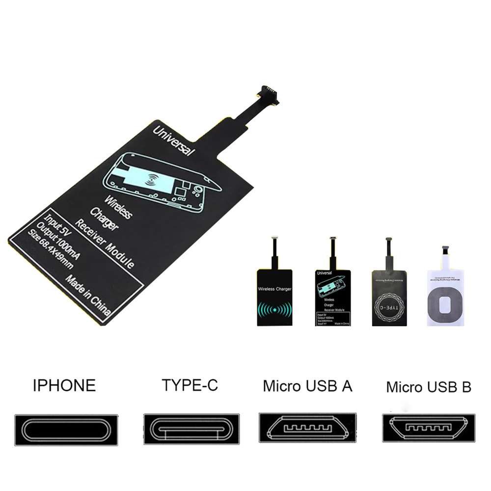 Универсальный беспроводной зарядный приемник патч для iPhone Micro USB A/B Type c
