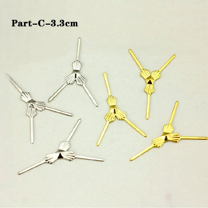 100 шт. Запчасти для люстр хрустальные бусины металлический соединитель треугольная игла 3,3 см 4,5 см металлический соединитель золотой галстук-бабочка