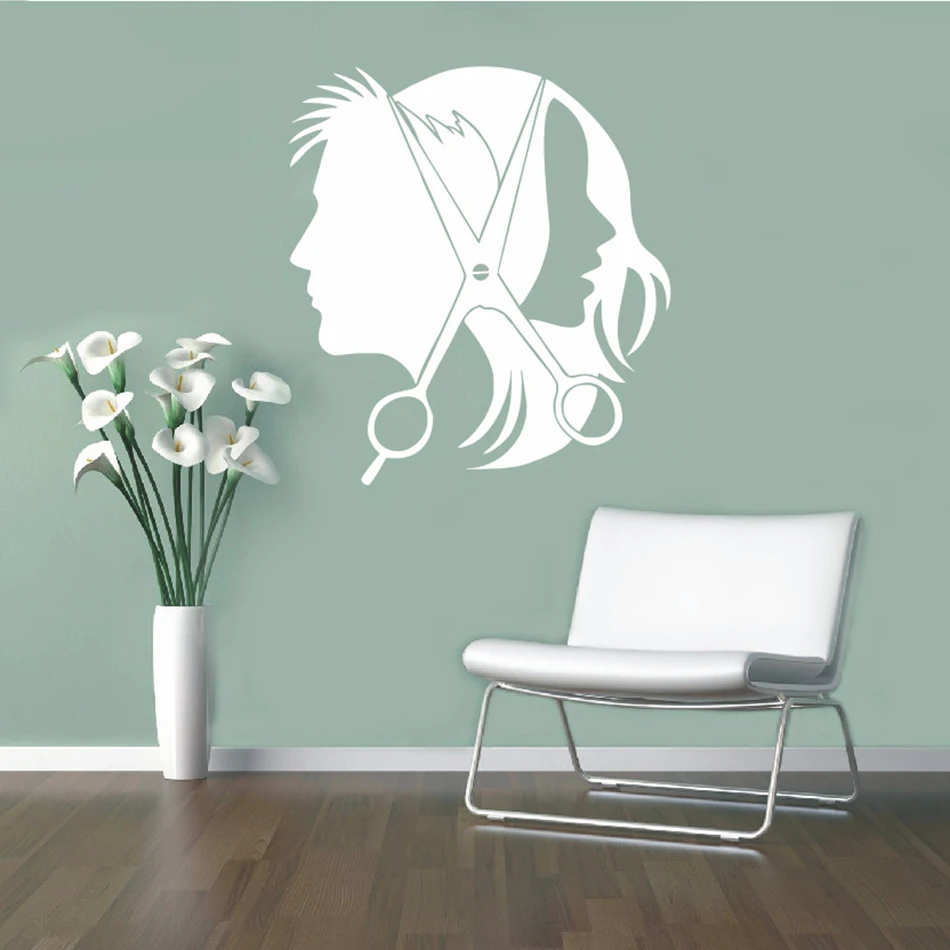 Hair Wall Decal Beauty Salon Stickers Decals Vinyl Hair Girl Woman Decor MN736