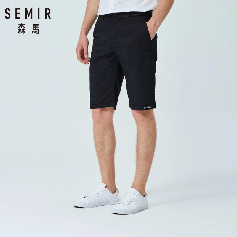 SEMIR повседневные шорты для мужчин, новинка, летние пляжные брюки, одноцветные Стрейчевые брюки, корейские трендовые хлопковые шорты