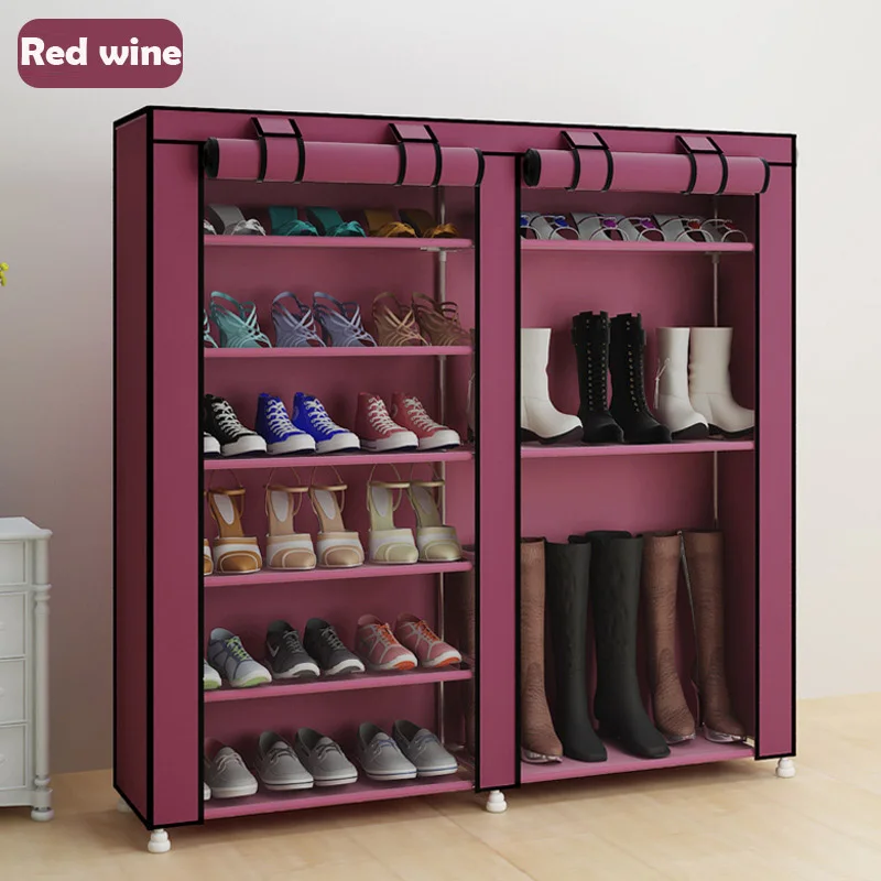 Fashion minimalist creative non-woven double-row home shoes organizer modern shoes cabinet shoes closet multi-purpose shoes rack
