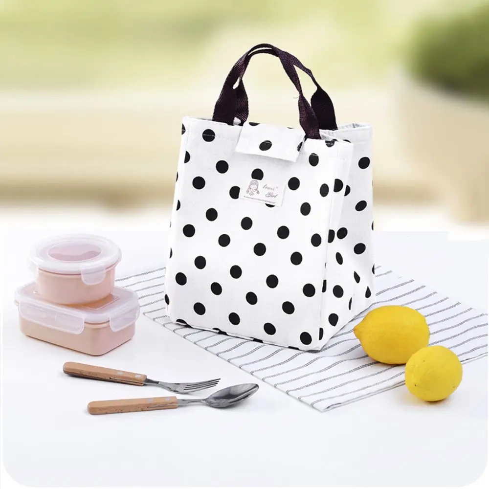 

1PC Fashion Cute Portable Insulated Canvas Lunch Bag Thermal Food Travel Picnic Lunch Bags Cooler Lunch Box Tote High Quality