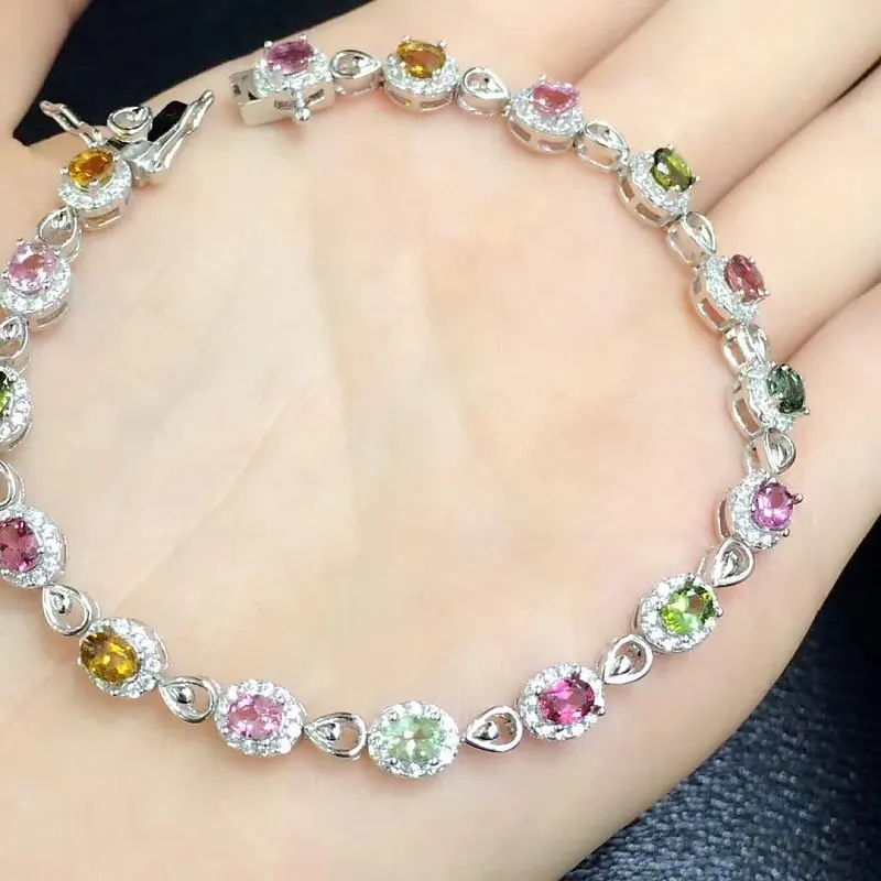 

2017 Sale Qi Xuan_Tourmaline Stone Luxury Bracelets_S925 Solid Silver Fashion Tourmaline Bracelets_Manufacturer Directly Sales