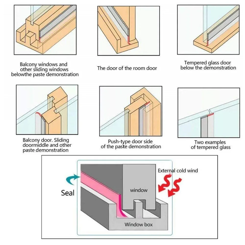 Уплотнительная лента для окон и дверей, герметичная силиконовая Уплотнительная наклейка, уплотнительная лента, клейкая уплотнительная прокладка, защита от насекомых, зазор, море