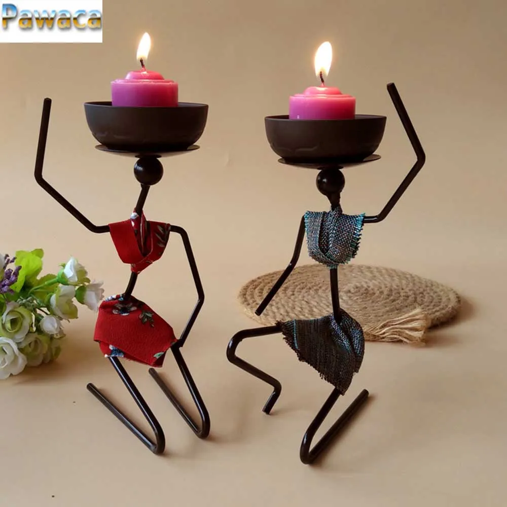 

Metal Candle Holder Sconce Wrought Iron Candlestick African Woman Style Candlestick Home Decor Table Art Craft Decor Accessory