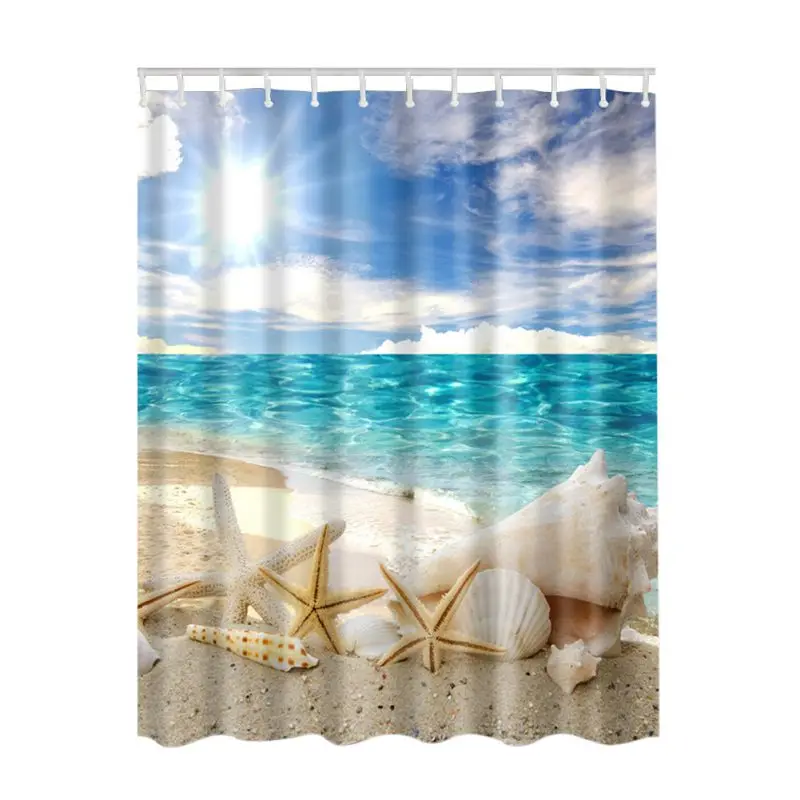OCHINE 180x180 см пляжные летние океанские облака небо море природа Ткань Современные занавески для душа ванная комната водонепроницаемый - Цвет: 04