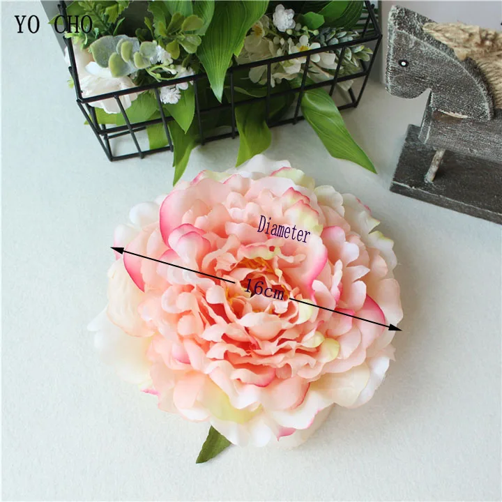 Artificial Peony Flower Head Silk Rose Wedding Wreaths White Pink Blue Fake Flowers Big Flower Heads (18)_