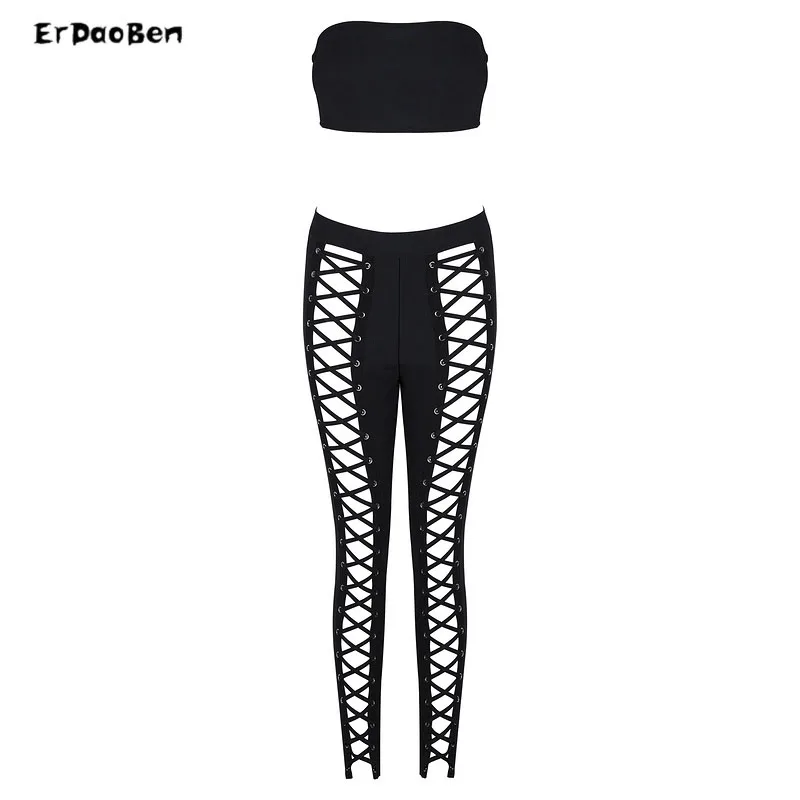 

ERDAOBEN Women's Club Sexy Party 2pcs/set Length Bandage Jumpsuits D4402
