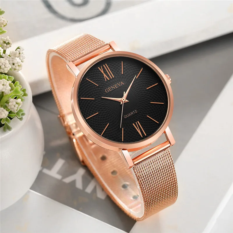 

Geneva Luxury Women's Watches Stainless Steel Relojes Para Mujer Fashion Casual Ladies Watch Buckle Dames Horloges Quartz Watch