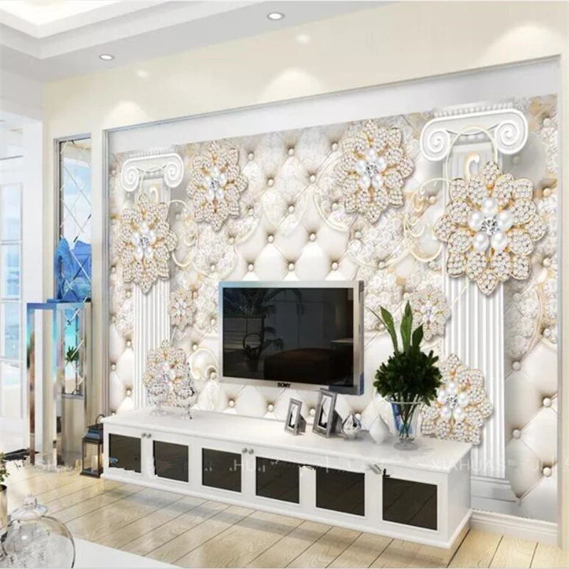 beibehang Custom 3D large wallpaper soft bag Roman column diamond jewelry murals background wall papers home decor 3d | Обустройство