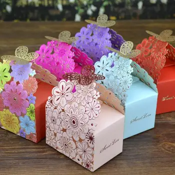 

50pcs candy box bag chocolate paper gift package for Birthday Wedding Party favor Decoration supplies DIY baby shower butterfly