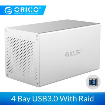 

ORICO 4 Bay SATA to USB3.0 HDD Case With Raid Support 40TB Aluminum Alloy 6Gbps Hard Drive Enclosure With 12V Power Adapter