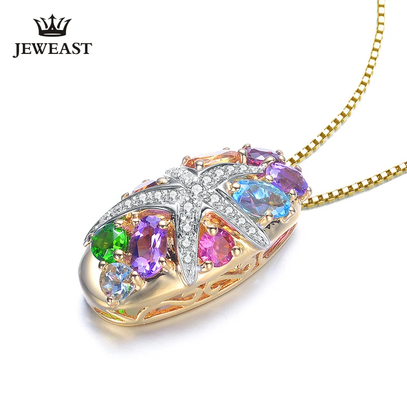 

Natural topaz 18K Pure Gold Pendant Real AU 750 Solid Gold Upscale Trendy Classic Party Fine Jewelry Hot Sell New 2019