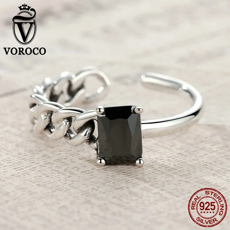 Voroco Настоящее стерлингового серебра 925 черные туфли высокого качества