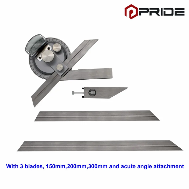Vernier Universal Bevel Protractor Measuring Angles with 150,200,300mm