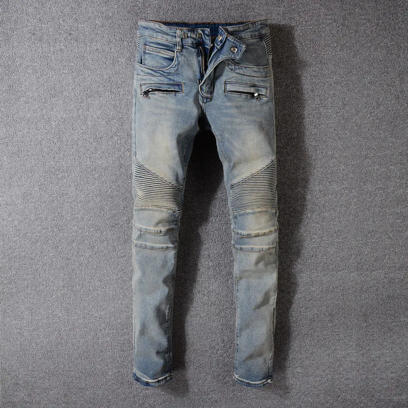 European High Street Fashion Men Jeans Retro Washed Zipper Pockets Denim Cargo Pants hombre American Streetwear Biker Jeans Men European High Street Fashion Men Jeans Retro Washed Zipper Pockets Denim Cargo Pants hombre American Streetwear Biker Jeans Men