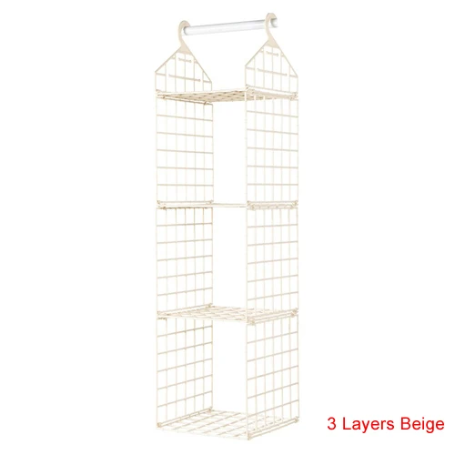 Clothes Hanging Organizers Wardrobe Closet Storage Box Hanging Pocket Garment Shelf Underwear Shoes Holder Accessories Supplies - Цвет: 3 Layers Beige