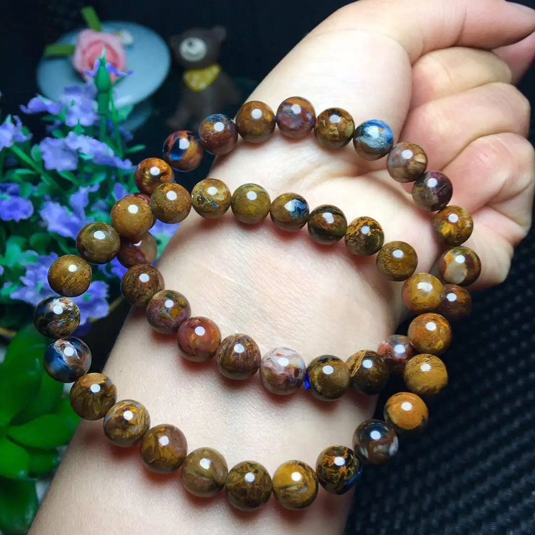 

100% Natural 9.6-8.6mm Namibia Pietersite Blue Yellow Beads Gemstone Round Bead Stretch Bracelets Man Women Drop Shipping