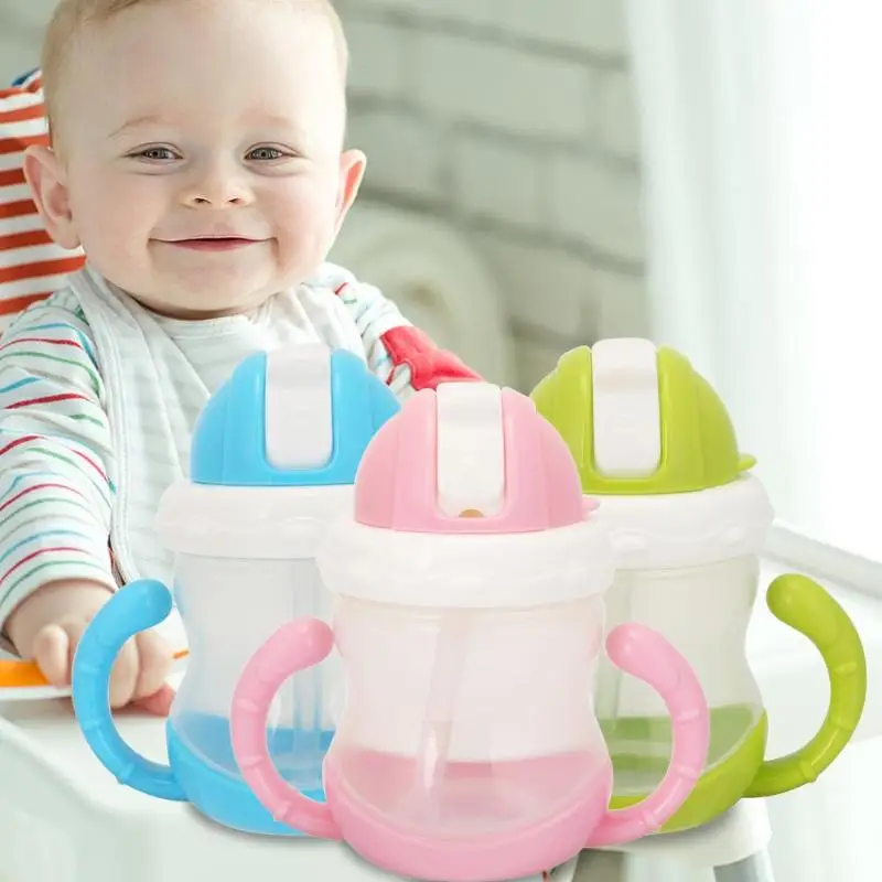 

180ml Infant Cute Plastic Baby Cup Kids Portable Water Bottle with Straw