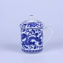 Подлинная Цзиндэчжэнь керамика, фарфоровая чашка 500 мл, костяного фарфора, голубой дракон чайная чашка, офисные чашки, Chinaware