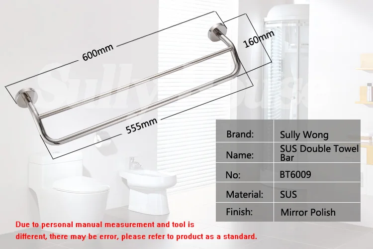 Салли дом Нержавеющая сталь Ванная комната с двойным/один Полотенца бары, Полотенца рельс, 60 см Полотенца стеллаж для выставки товаров, Полотенца держатель, Аксессуары для ванной комнаты