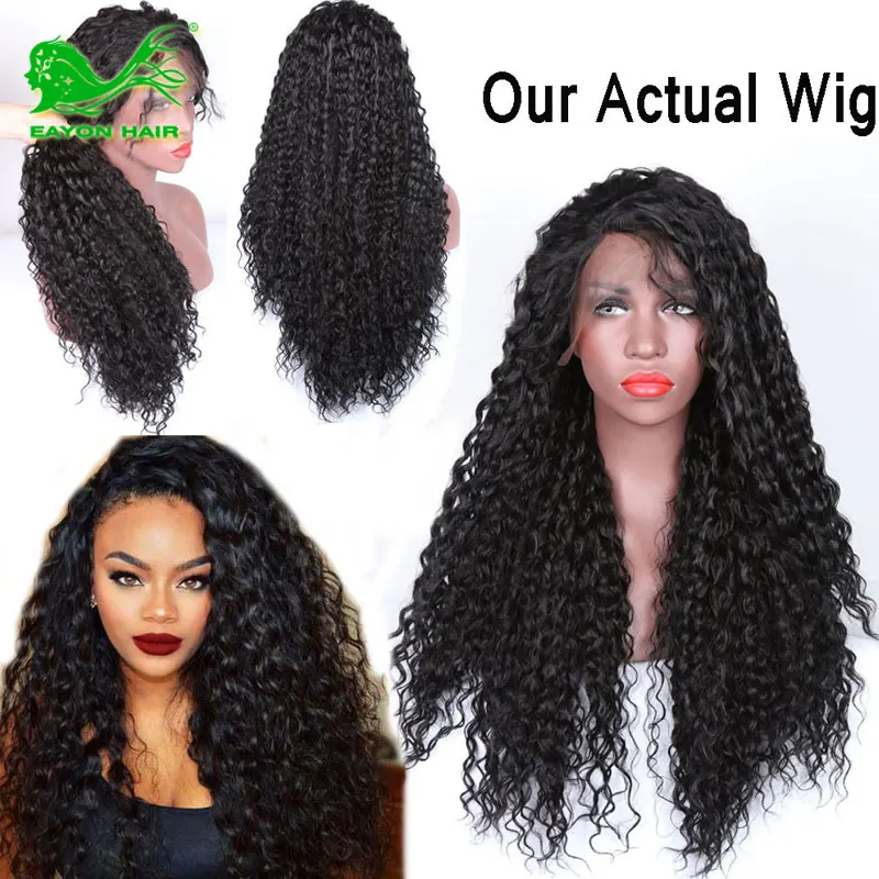 

Synthetic Lace Front Wigs Curly with Baby Hair for Black Women Kinky Curly Synthetic Hair Lace Wigs Natural Black 1B Color