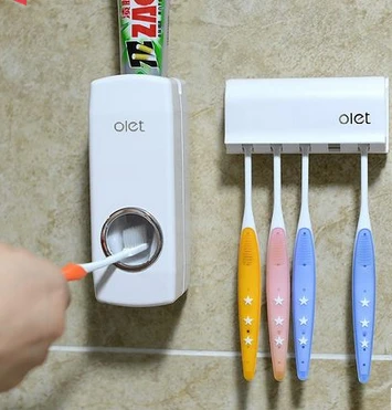 

Automatic toothpaste dispenser with toothbrush holder toothpaste squeezer Korea lazy sucker suit