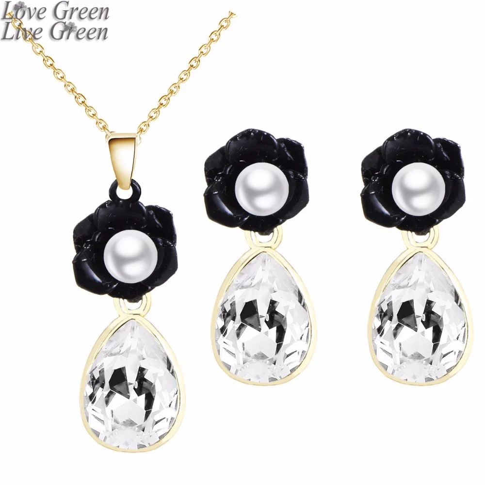 Комплект из колье и серёг с австрийским кристаллом|necklace ring|jewelry necklace setnecklace jewelry tree