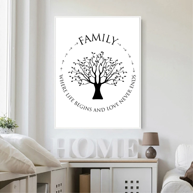 family tree print living room decor