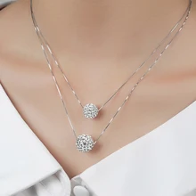 PATICO Simple Elegant Rhinestone Necklaces Fashion Jewelry Double CZ Crystal Ball Statement Pendants Necklaces For Woman