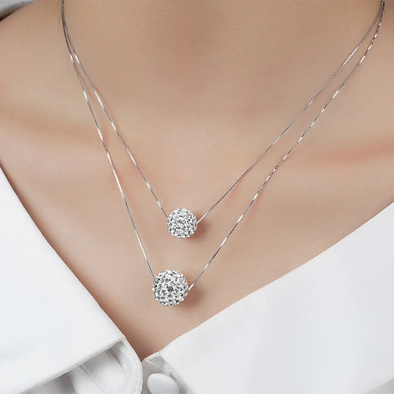 PATICO Simple Elegant Rhinestone Necklaces Fashion font b Jewelry b font Double CZ font b Crystal