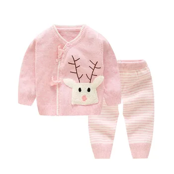 

Infant Knitted Cartoon Clothing Set Baby Boys Girls Lovely Sweater+Pants 2Pcs Toddler Soft Warm Cardigan Outfits Set AA12183