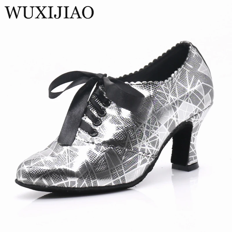 WUXIJIAO/Новинка черные туфли из искусственной кожи на низком каблуке для женщин