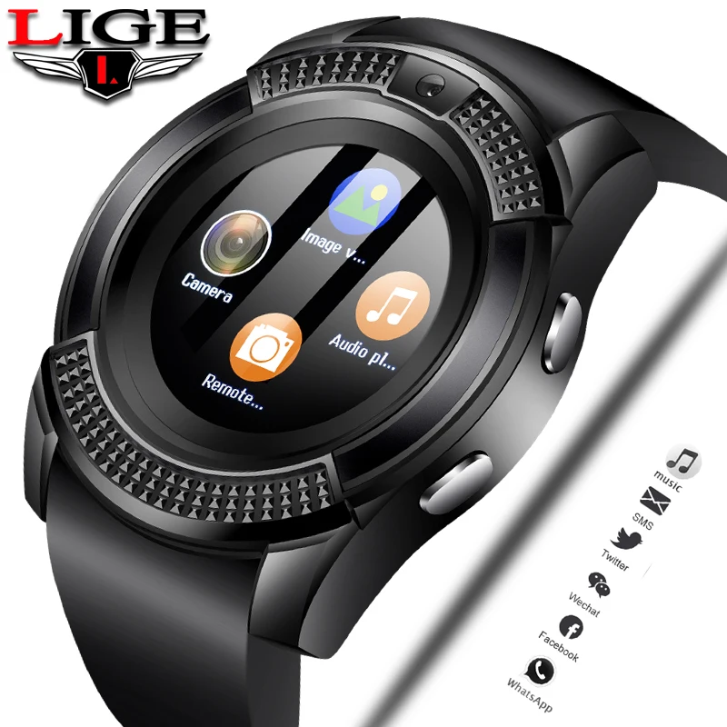 Najtaniej LIGE kobiet smart watch zegarek na rękę wsparcie z kamerą Bluetooth karty SIM TF smartwatch dla iOS telefonu z systemem Android zegarek dla pary