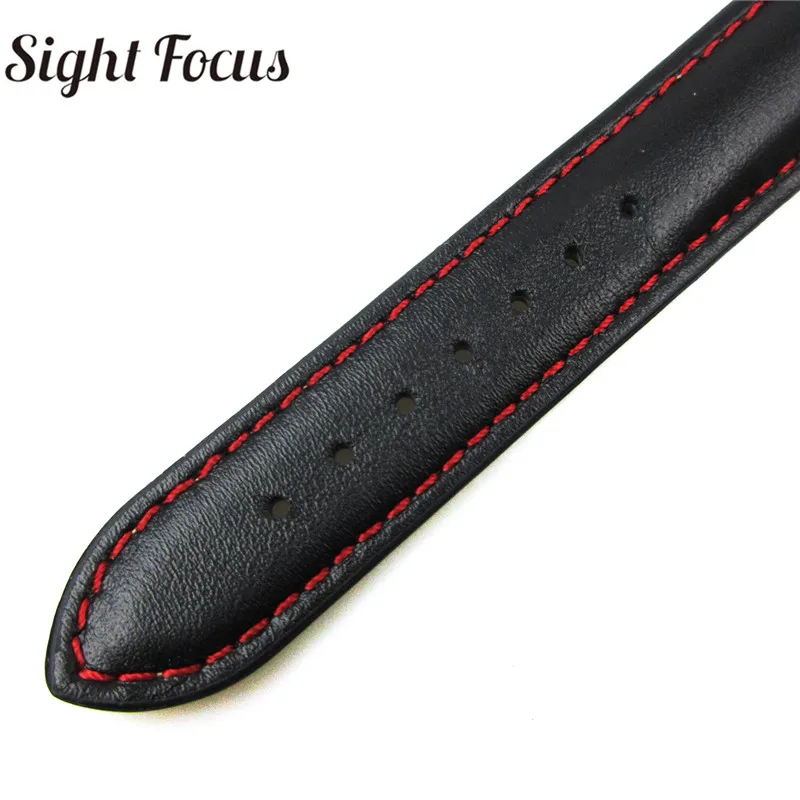 19mm 20mm Red Stitched Leather Strap for Tissote 1853 Band Starfish Series Butterfly Buckle Men's Watchband Bracelet Wrist Belts