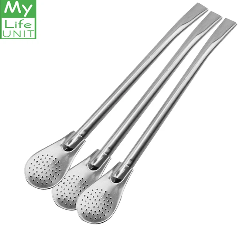 

MyLifeUNIT Stainless Steel Spoon Straw Reusable Multifunctional Tea Filter Drinking Straw Spoon