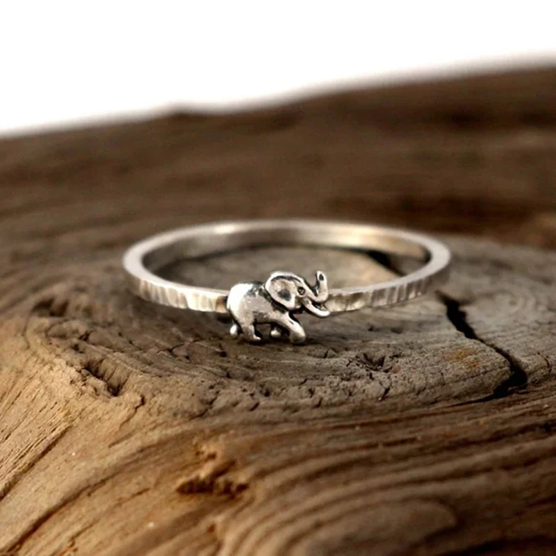 

Vintage Silver Color Elephant Rings Bohemian Elephant Finger Rings Jewelry For Women Punk Cute Animal Midi Knuckle Rings Z1X335