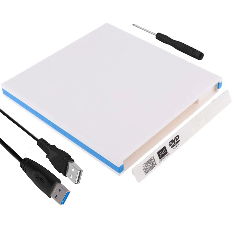 Белый внешний CD/DVD RW корпус USB 3 0 случае 12 7 мм SATA Оптический Дисковод чехол для